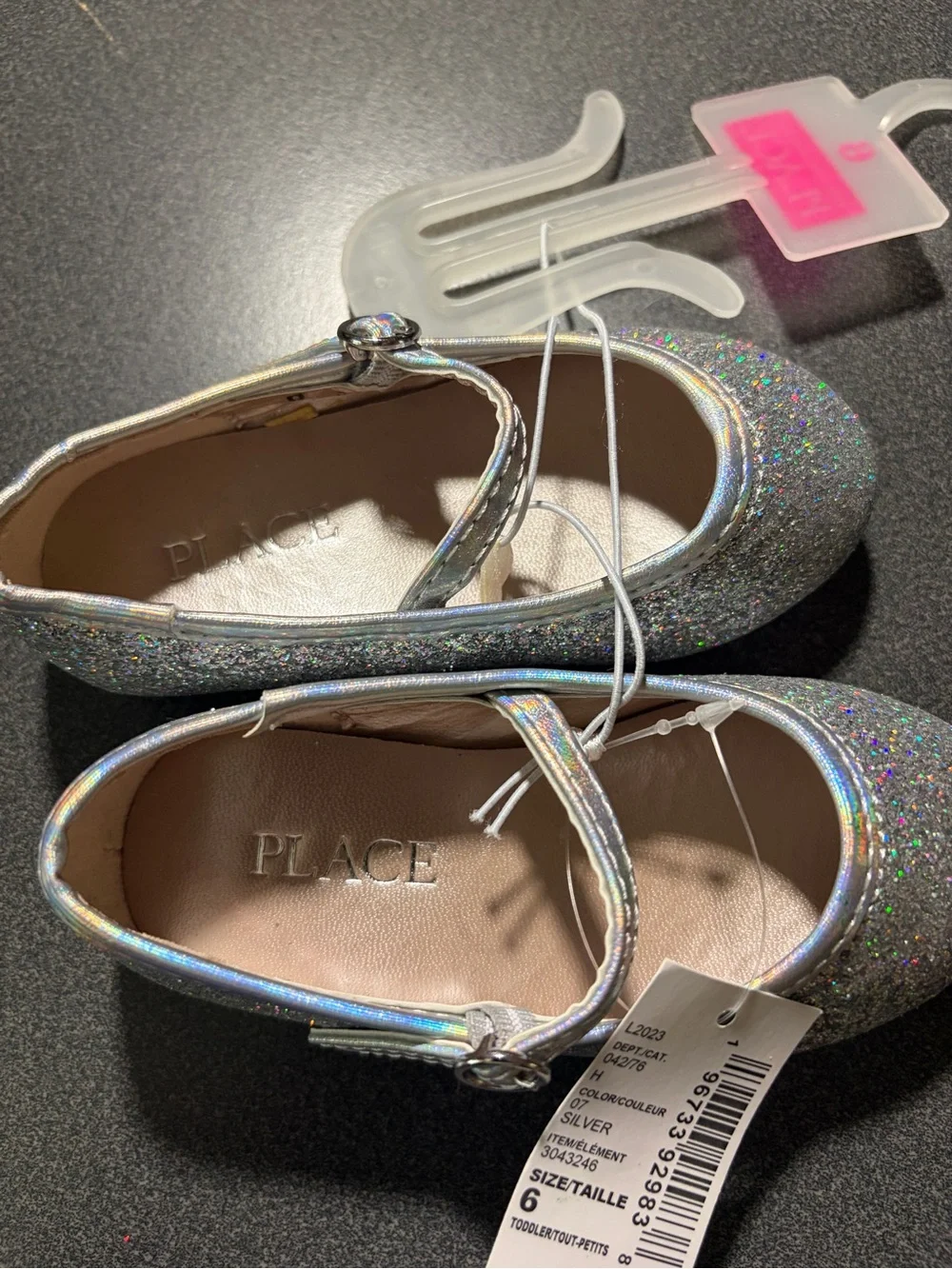 The Children's Place Iridescent Silver Glitter Mary Janes
